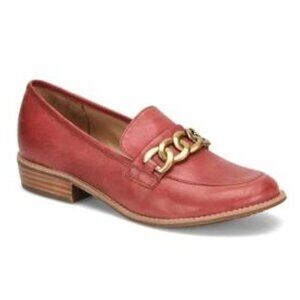 Sofft Women's Red Leather Chain Loafers Slip On Comfort Shoes Flats Size 6M
